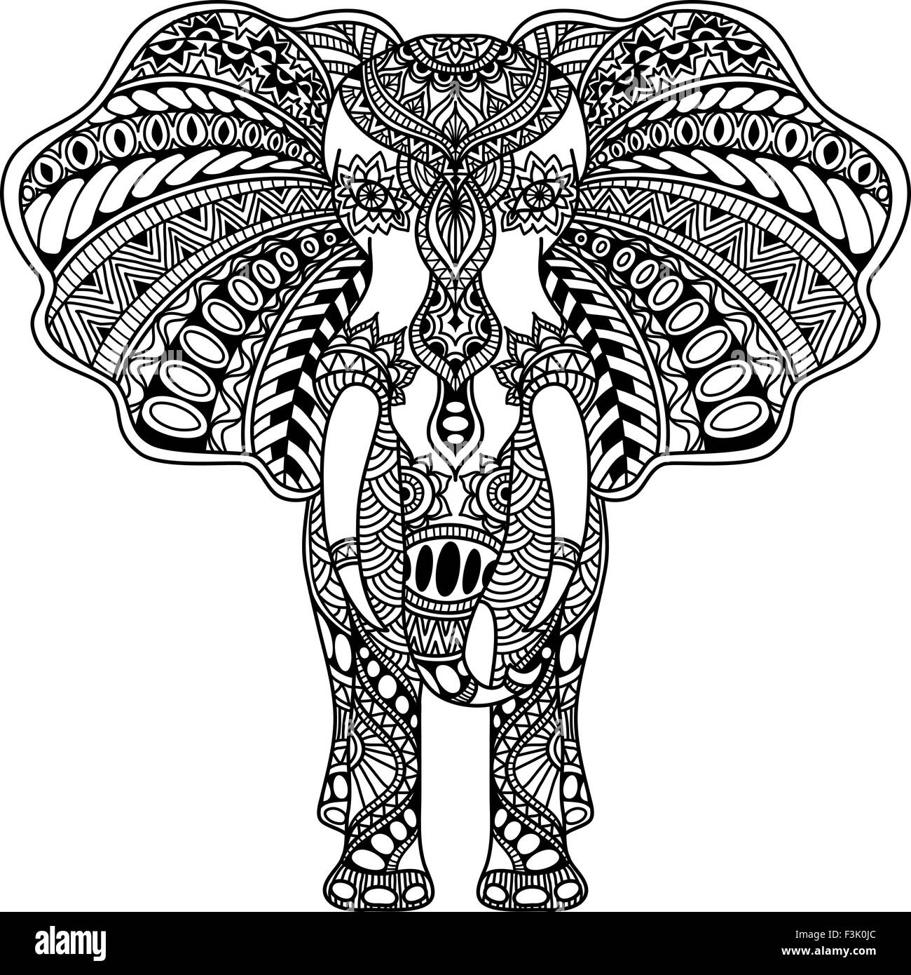 vector Henna mehndi decorated Indian Elephant Stock Vector
