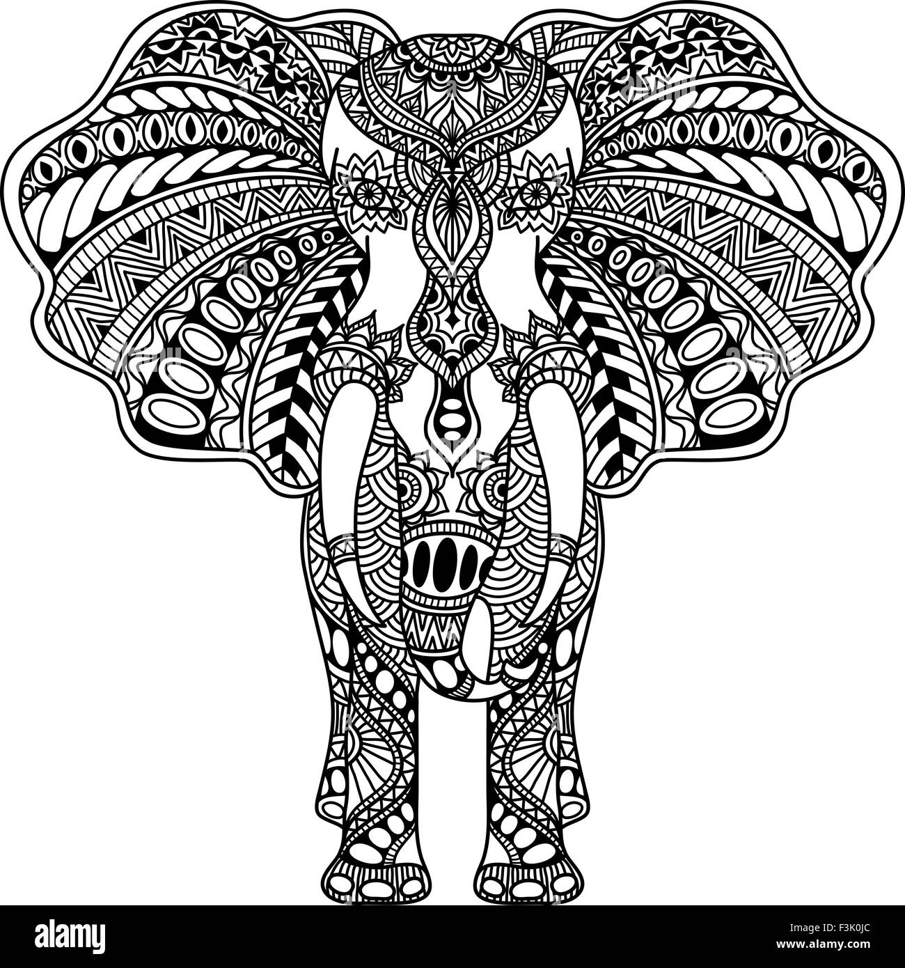 vector Henna mehndi decorated Indian Elephant Stock Vector Image & Art