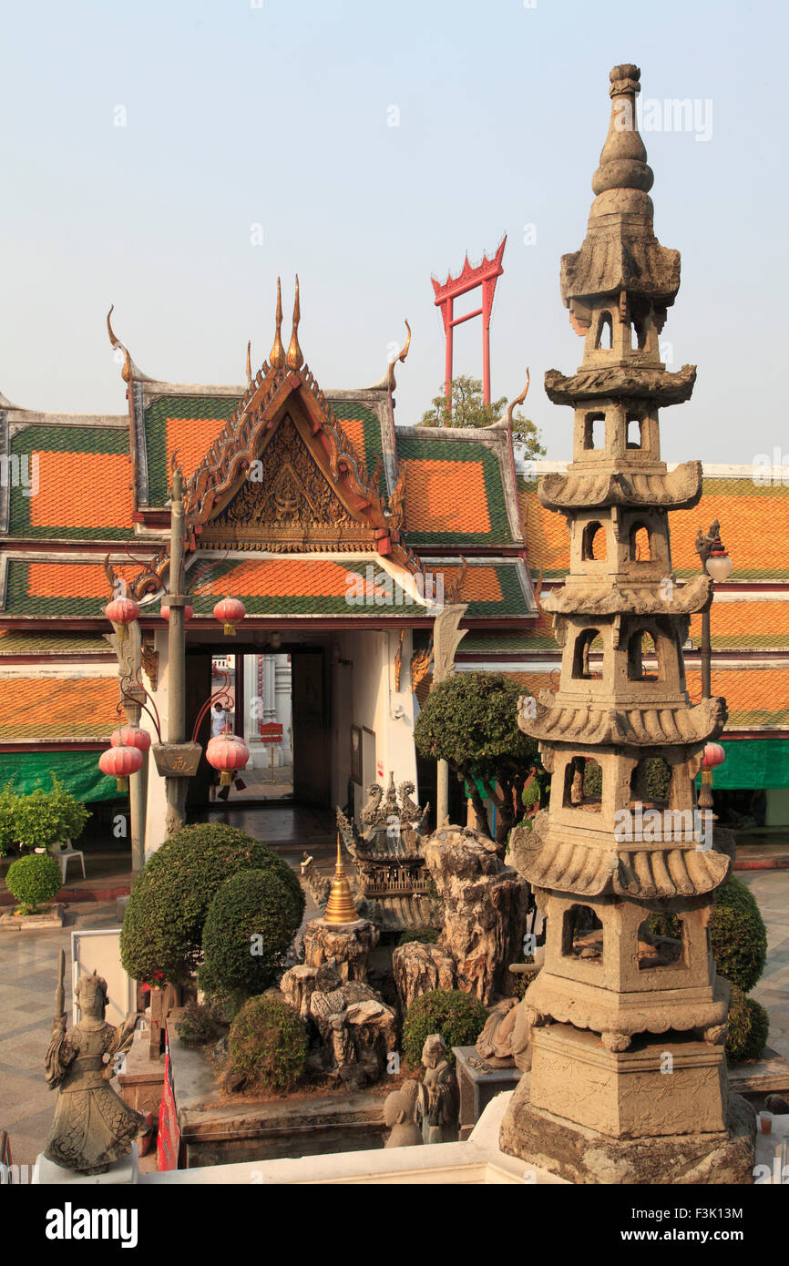 Thailand, Bangkok, Wat Suthat, buddhist temple, Stock Photo