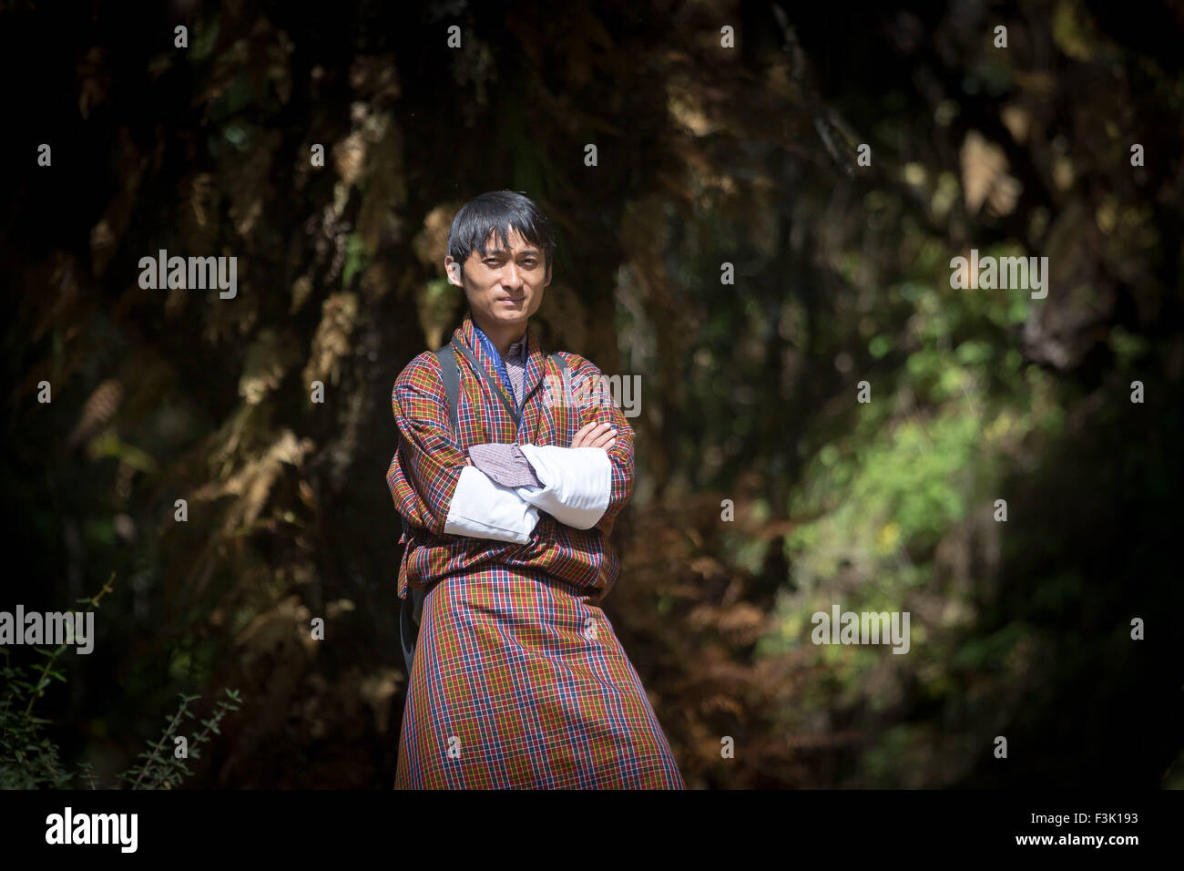 Local man outside Cheri Monastery, Bhutan Stock Photo
