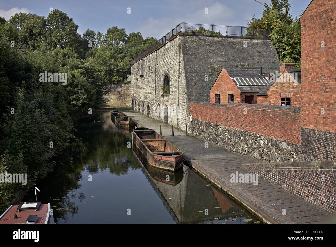 Black Country Museum Dudley. Canal and coal carrying barges West Midlands England UK Stock Photo