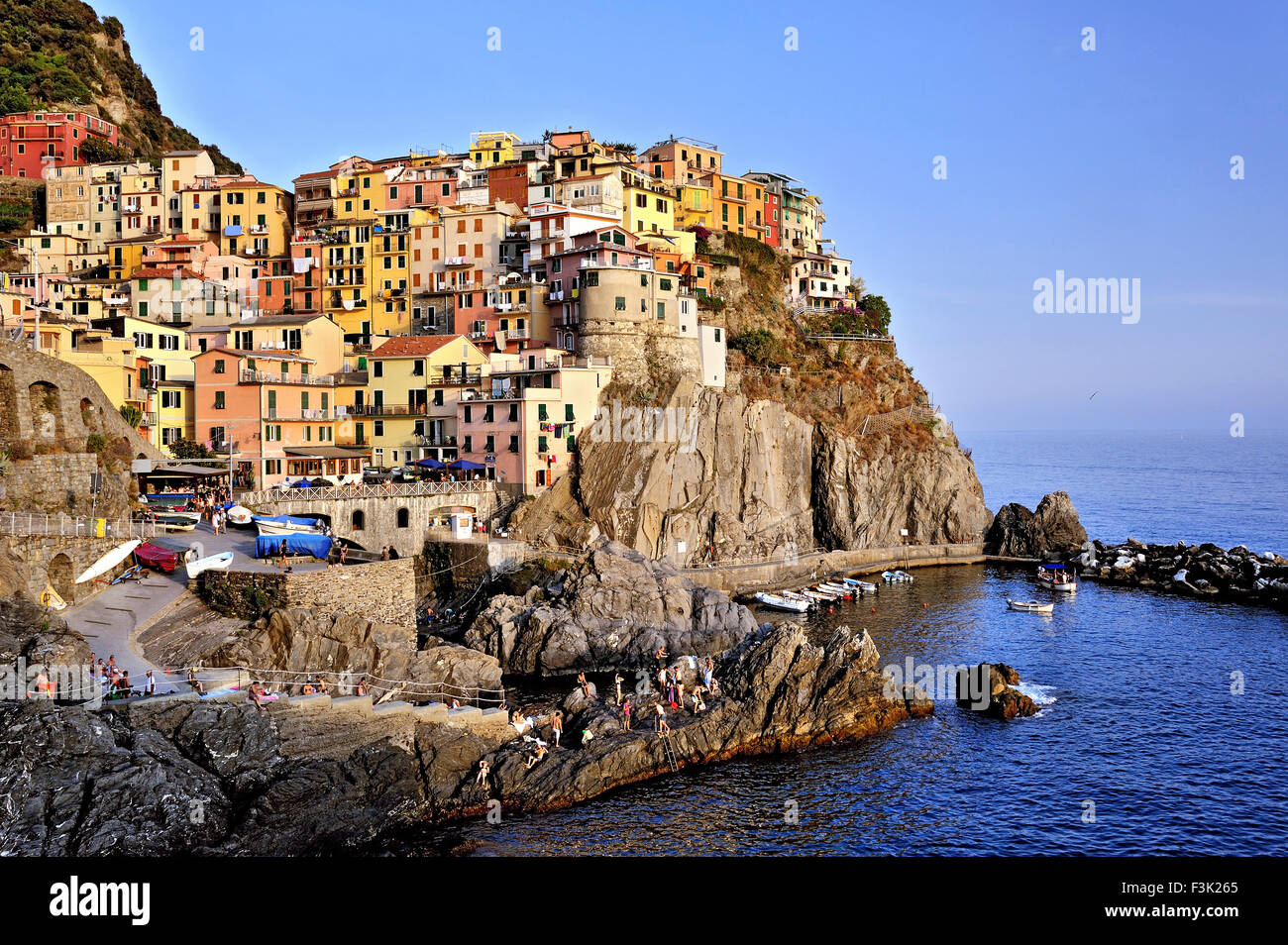 Manarola, Village of Cinque Terre, Ligurian Sea, Italy Stock Photo