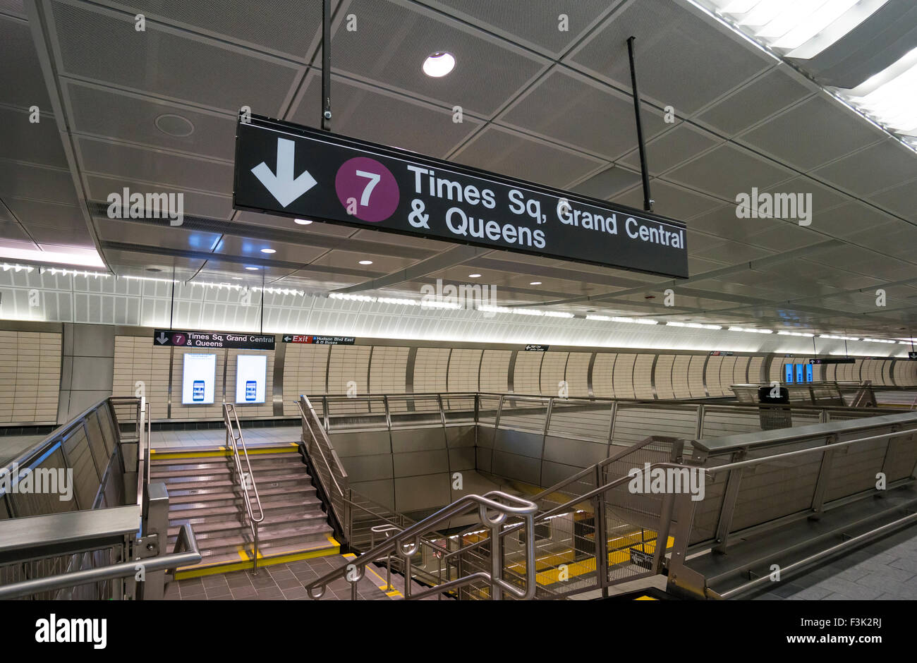 Inside the new No. 7 Subway Line station at 34th Street Hudson Yards at 11th Avenue in New York City Stock Photo