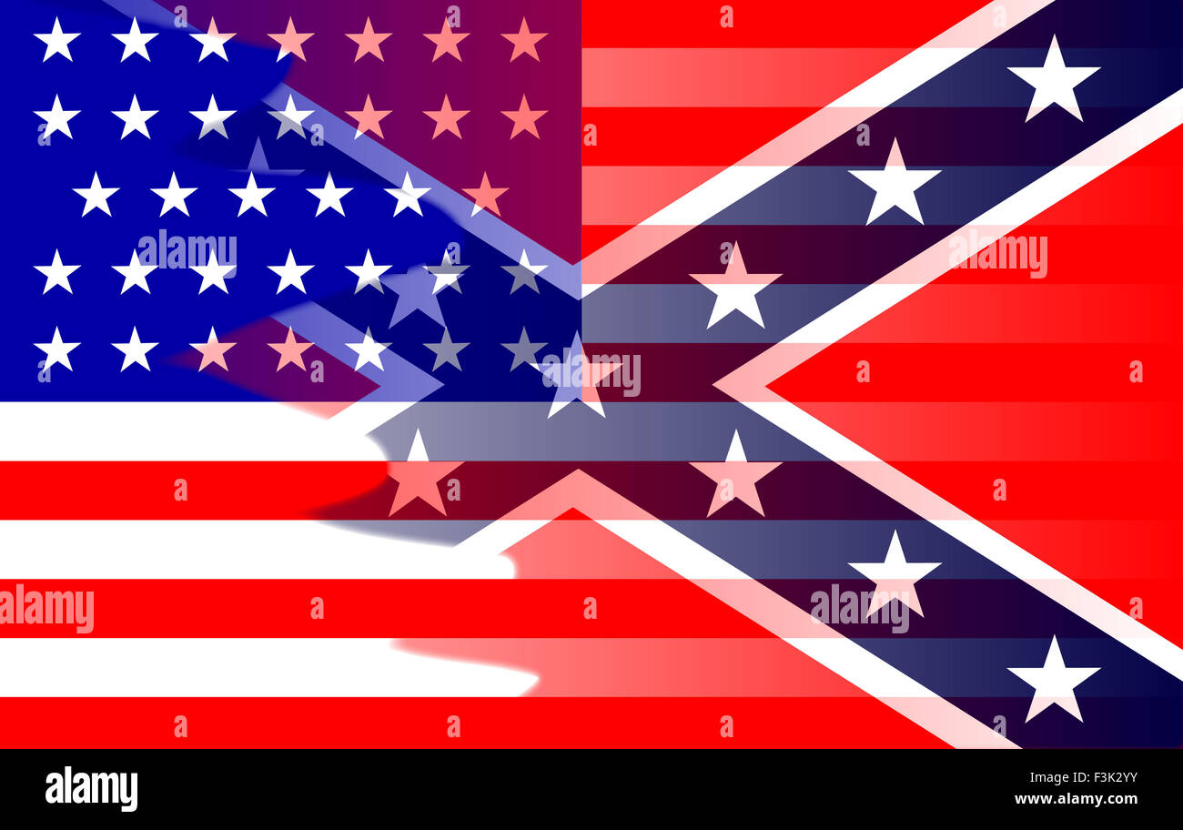 The flag of the opposing sides during the American Civil War Stock