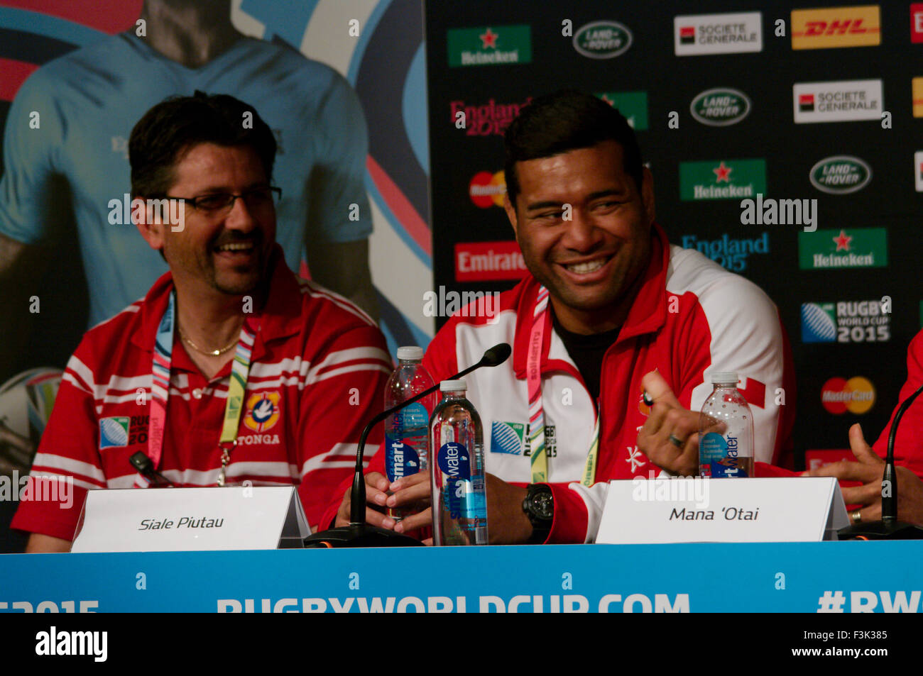 Newcastle upon Tyne, UK, 8 October 2015, The Tongan media conference after the Captain’s run at St James Park prior to their match against New Zealand in the Rugby World Cup 2015, Credit: Colin Edwards/Alamy Live News Stock Photo