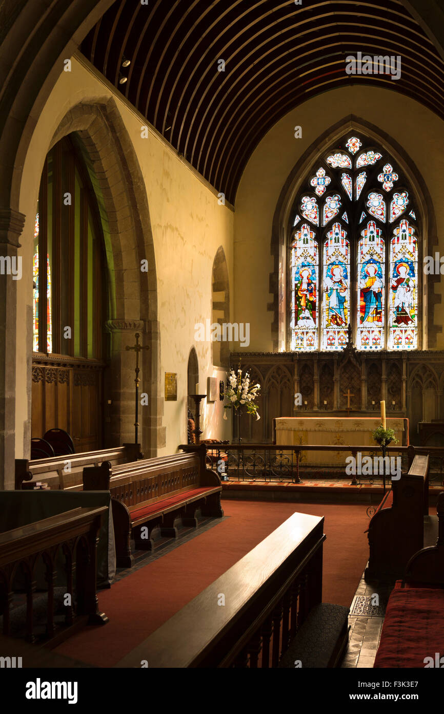 UK, England, Yorkshire East Riding, Welton, St Helen’s Church, choir, altar and West Window Stock Photo