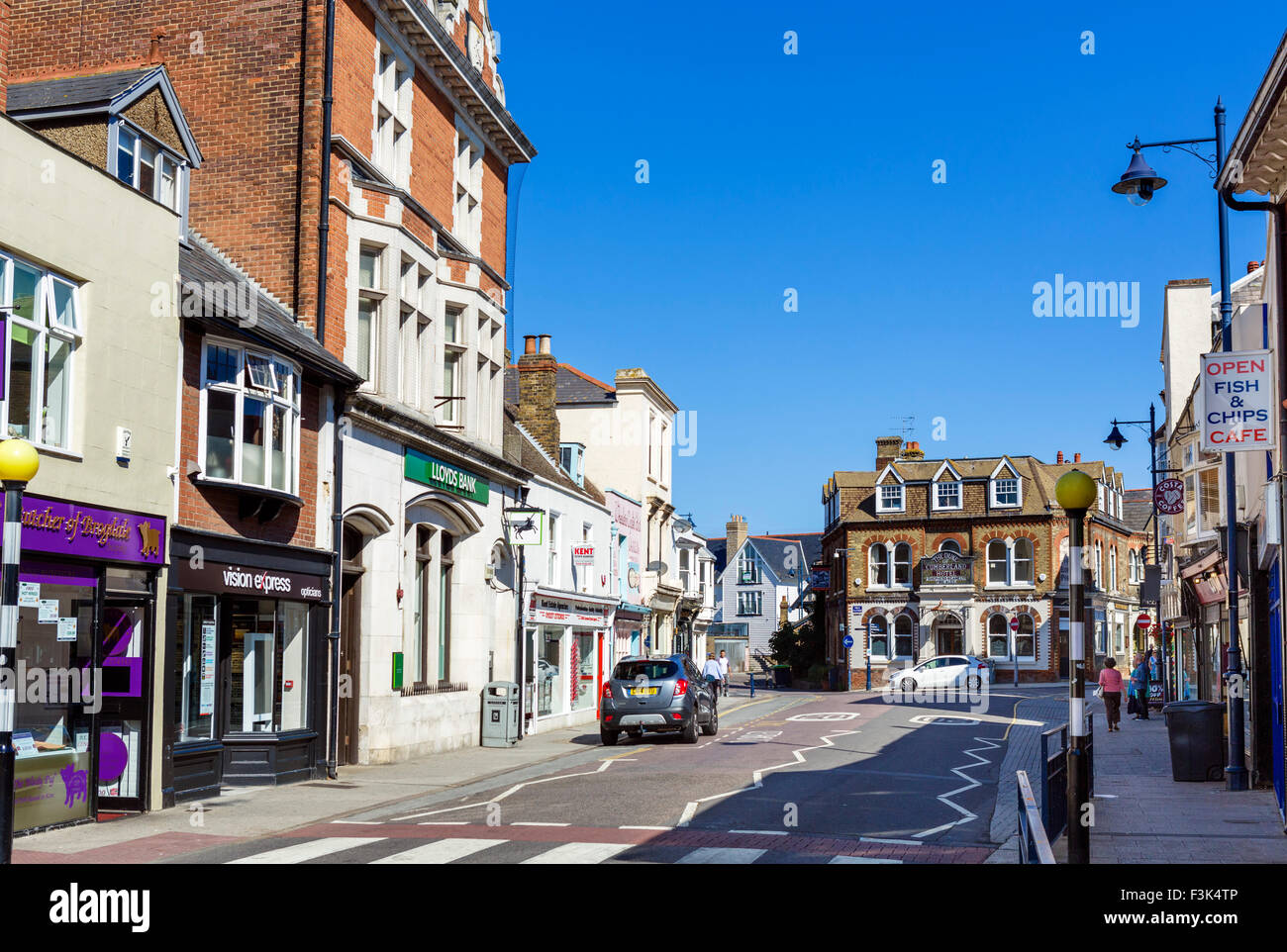 Shops on the High Street in the town centre, Whitstable, Kent, England, UK Stock Photo