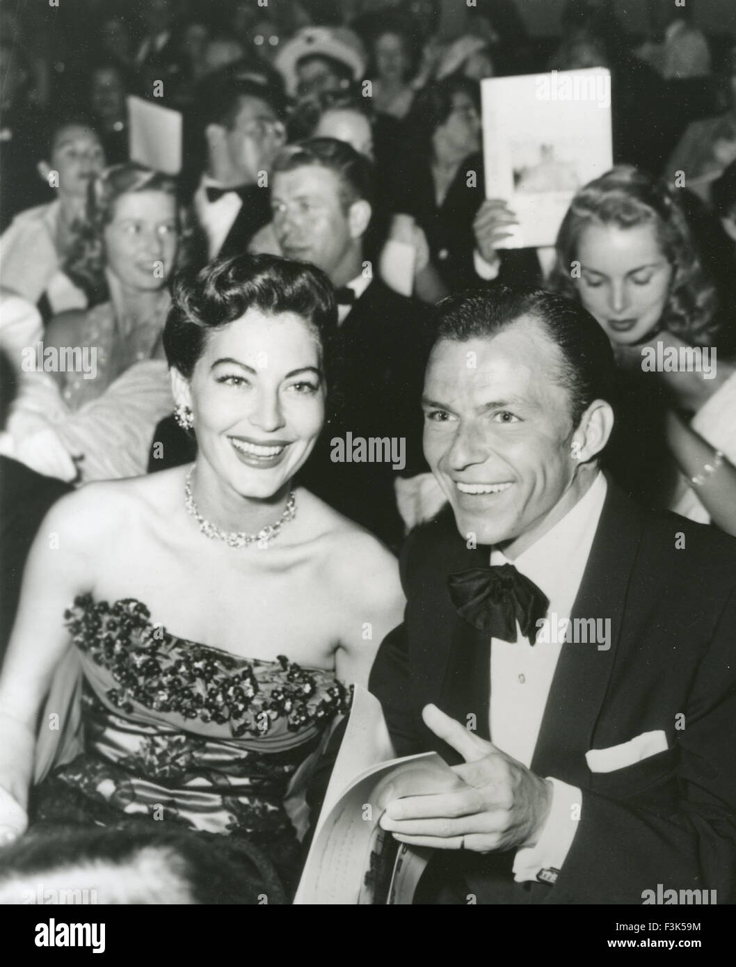 FRANK SINATRA with Ava Gardner at the premiere of the 1951 film Show Boat in which she starred. They married that year. Stock Photo