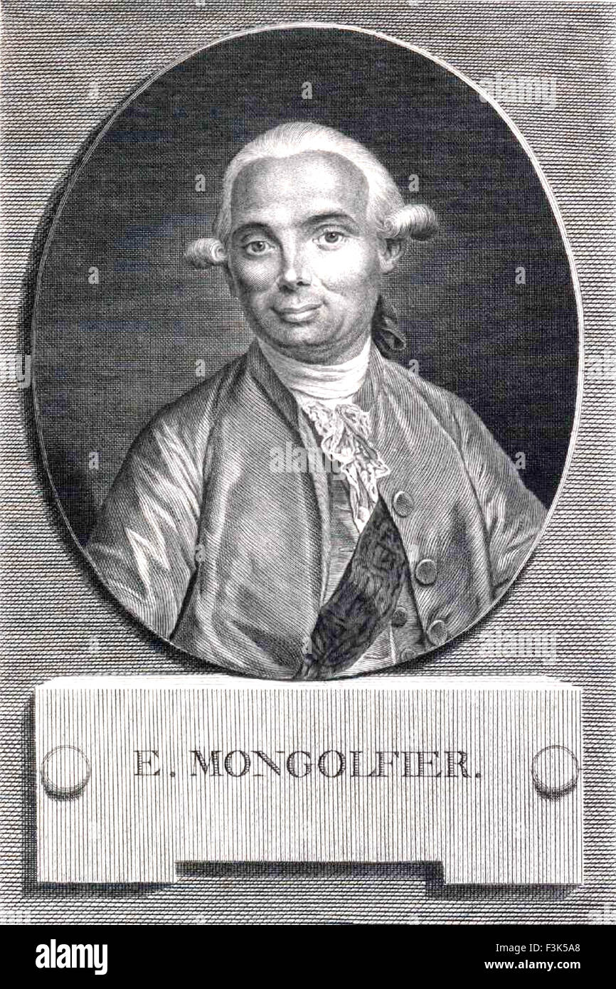 JACQUES-ETIENNE MONTGOLFIER (1745-1799) French inventor of hot air ballooning with his brother Joseph-Michel Stock Photo