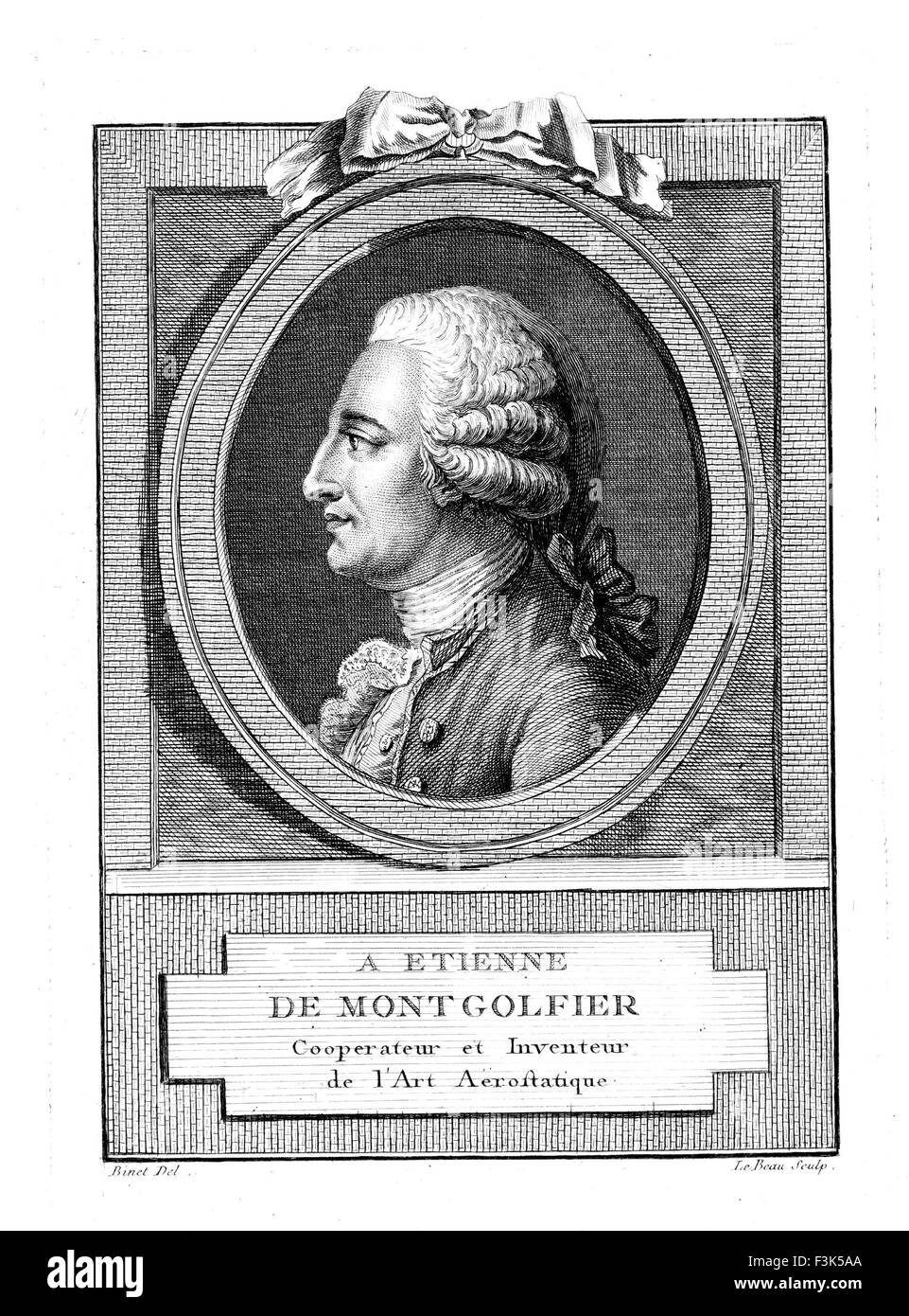 JACQUES-ETIENNE MONTGOLFIER (1745-1799)  French inventor of the hot air balloon with his brother Joseph-Michel Stock Photo