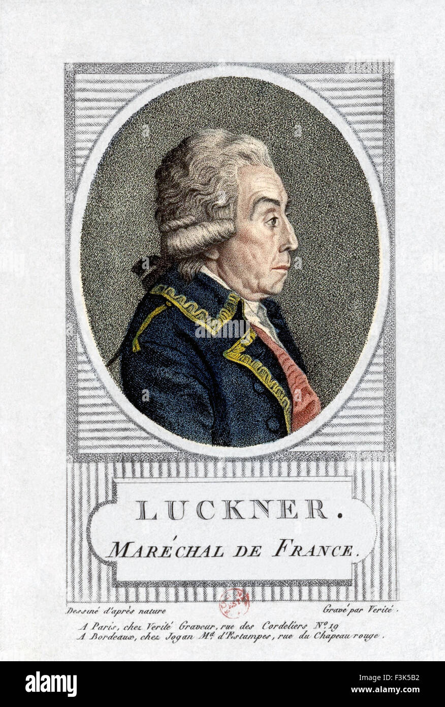 NICOLAS LUCKNER (1722-1794) German born Marshal of France Stock Photo