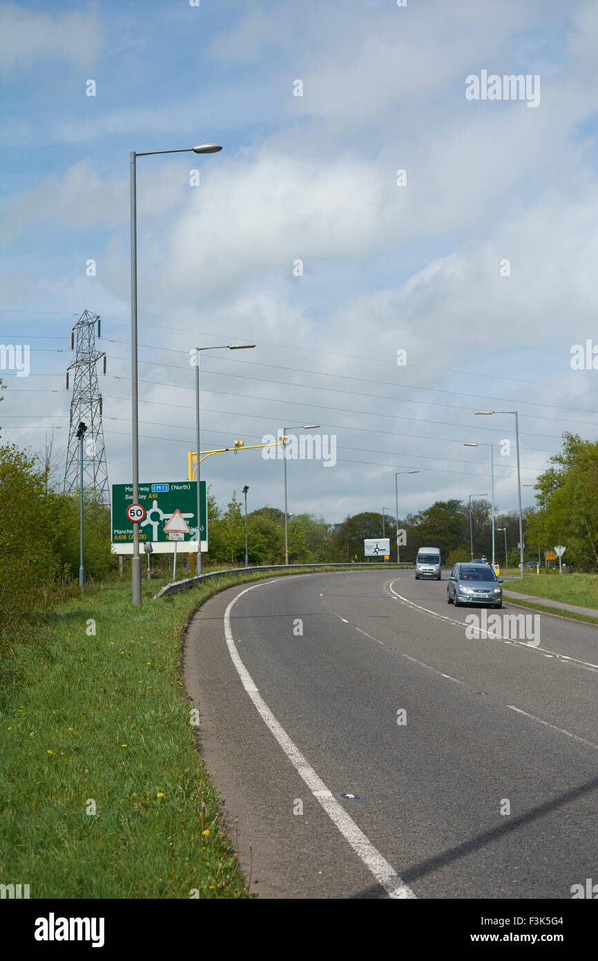Approach to Tankersley Roundabout on the A61 - Barnsley, England, UK Stock Photo