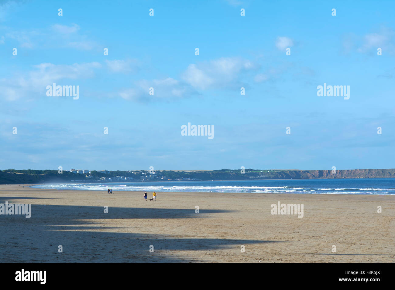Blue sky day on the beach at Hunmanby Gap looking towards Filey