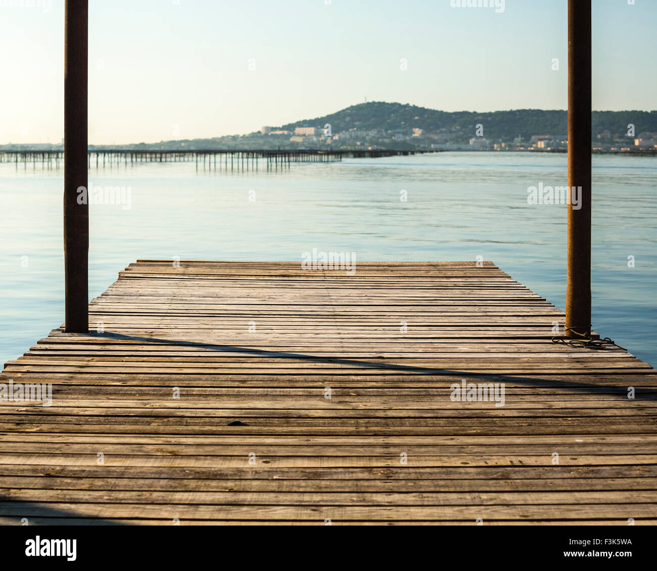 Jetty at oyster beds at Sete Stock Photo