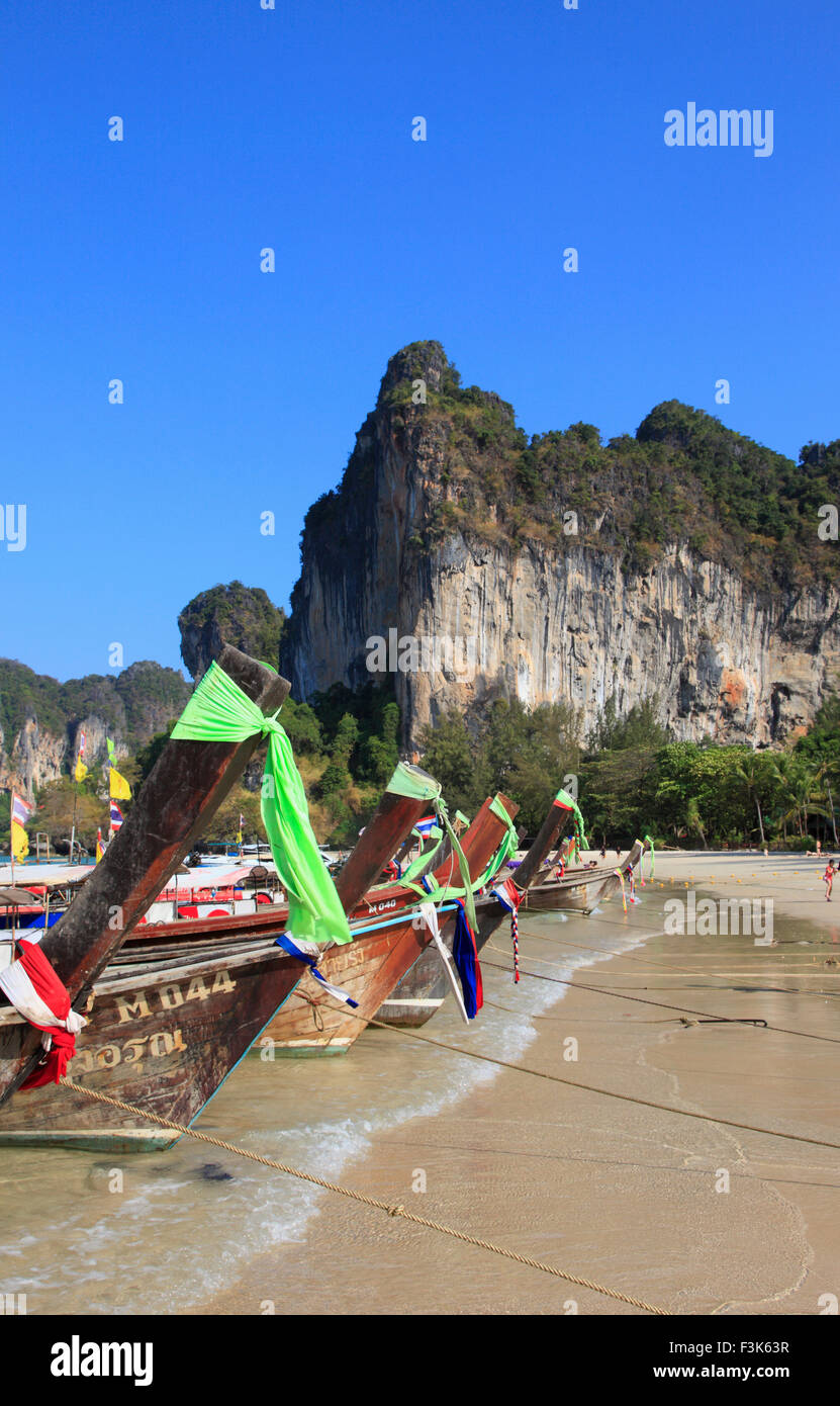 Thailand, Krabi, Railay, beach, boats Stock Photo - Alamy