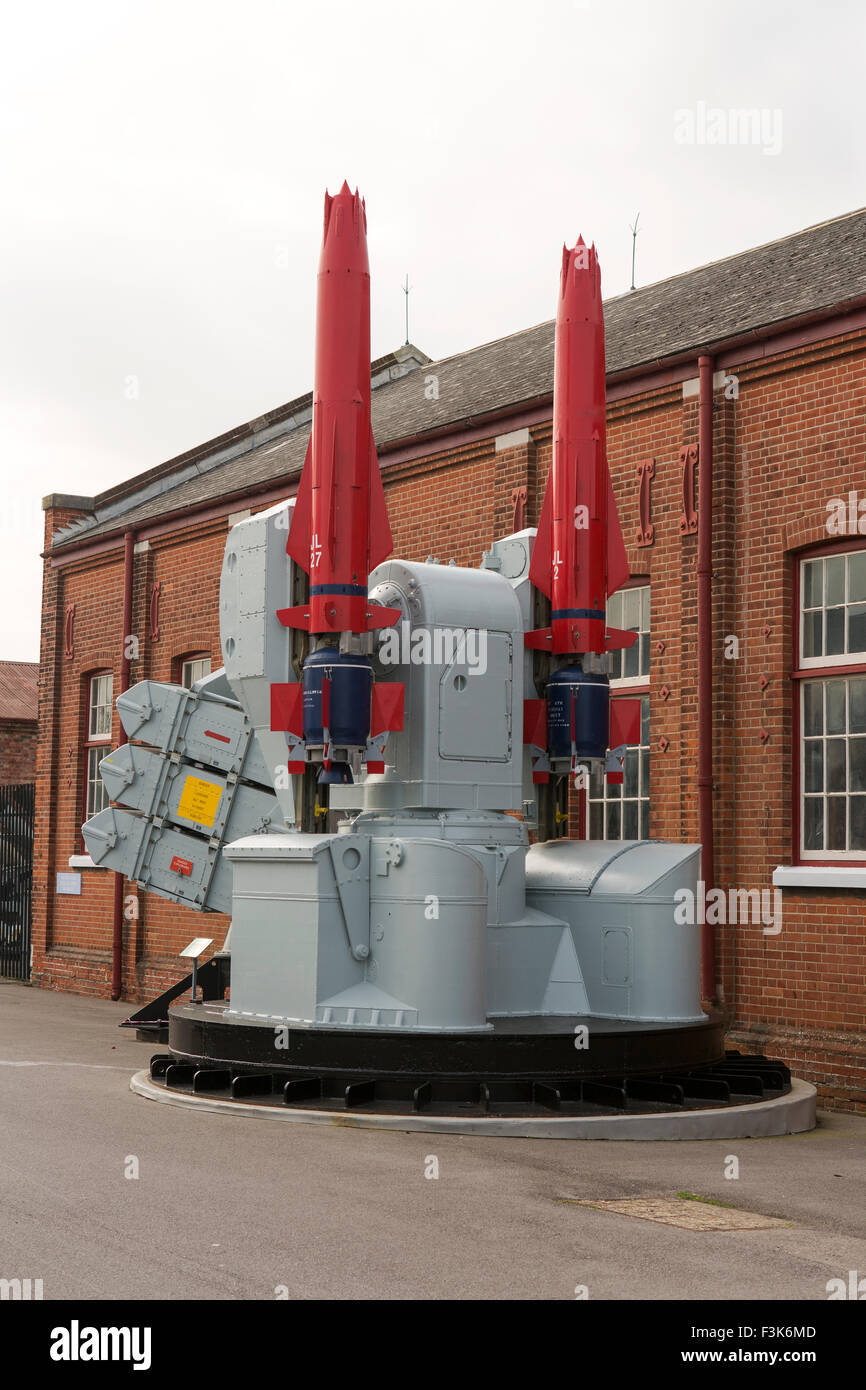 Sea Dart Launcher With Two Ramjet Missiles Loaded Area Defence Missile System Fitted To The Royal Navy Type 42 Destroyers Stock Photo Alamy