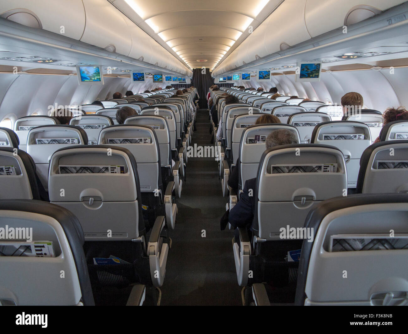 The Interior Of A British Airways Aeroplane Flight Stock