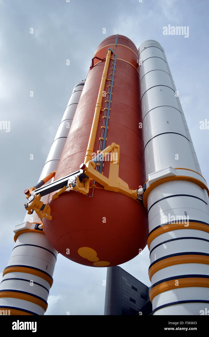 Space Shuttle Solid Rocket Boosters and External Tank at Kennedy Space Center Stock Photo