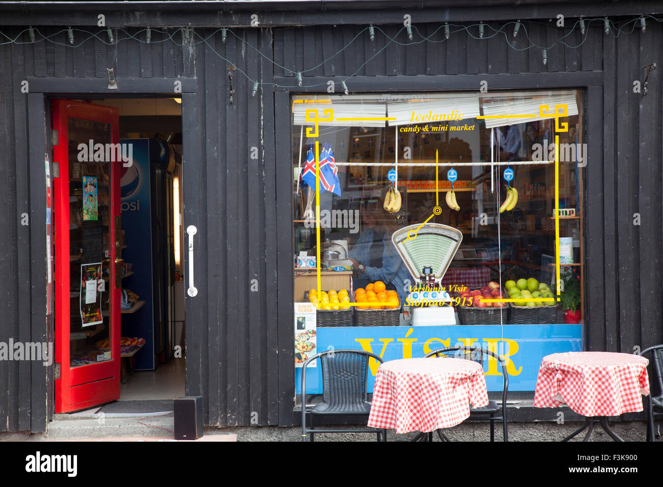 Grocery shop facade, Laugavegur, Reykjavik, Iceland Stock Photo Alamy