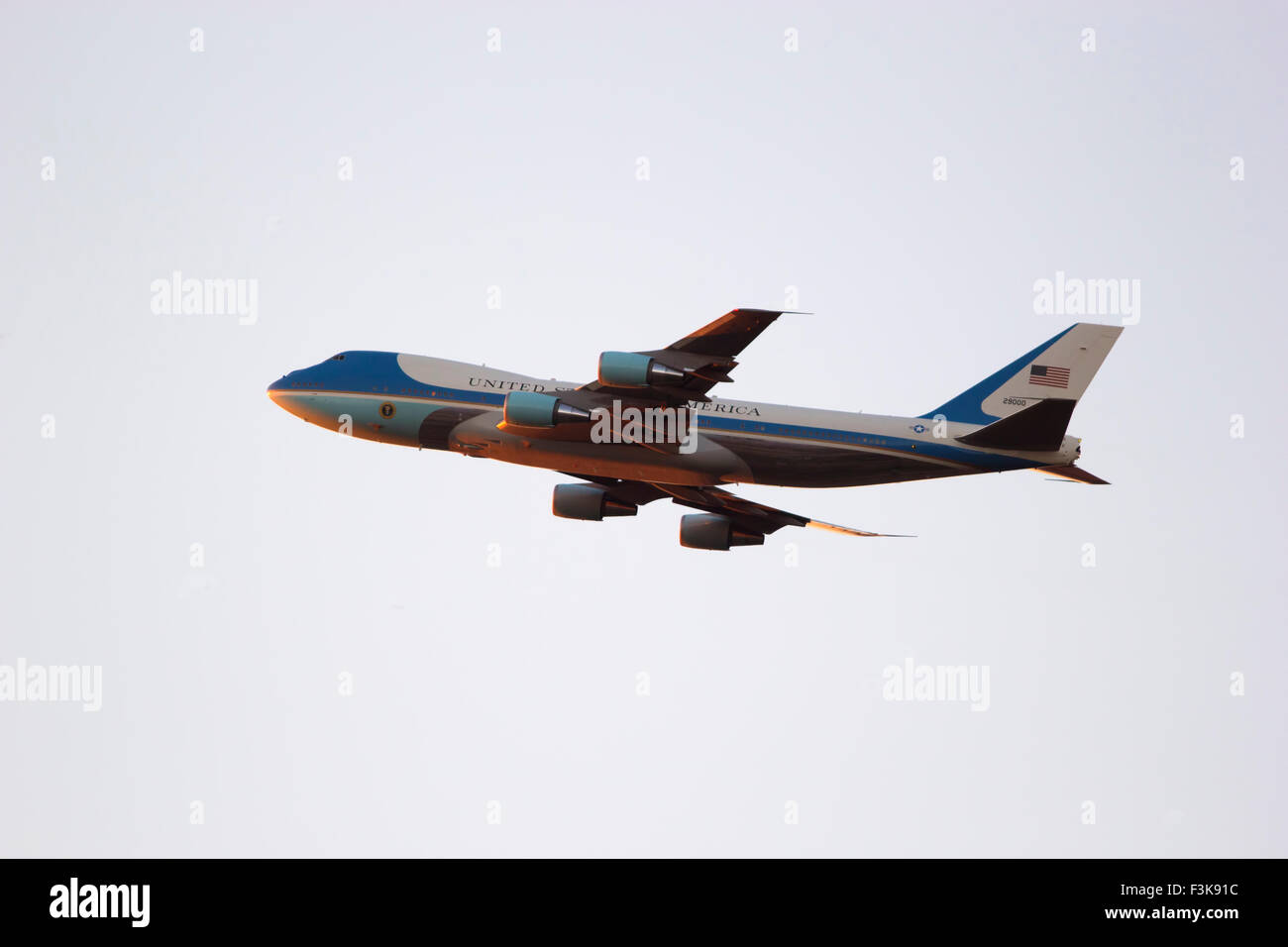 Air Force One, the presidential aircraft taking of from Knoxville, TN. Stock Photo