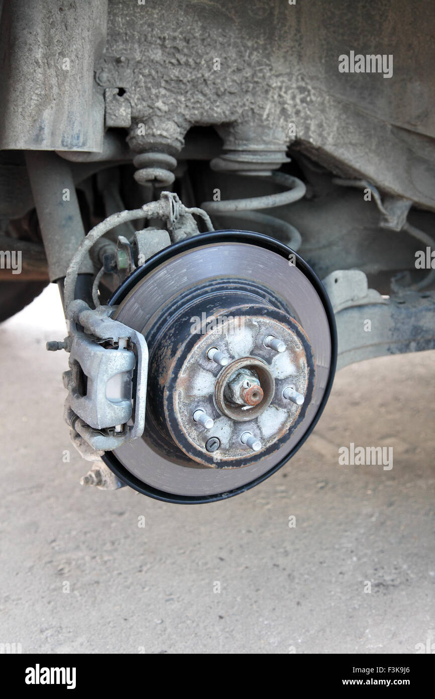 repairs to the braking system of the car Stock Photo Alamy