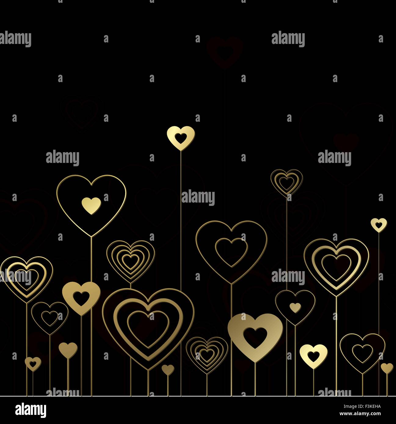 Black and gold hearts Stock Vector