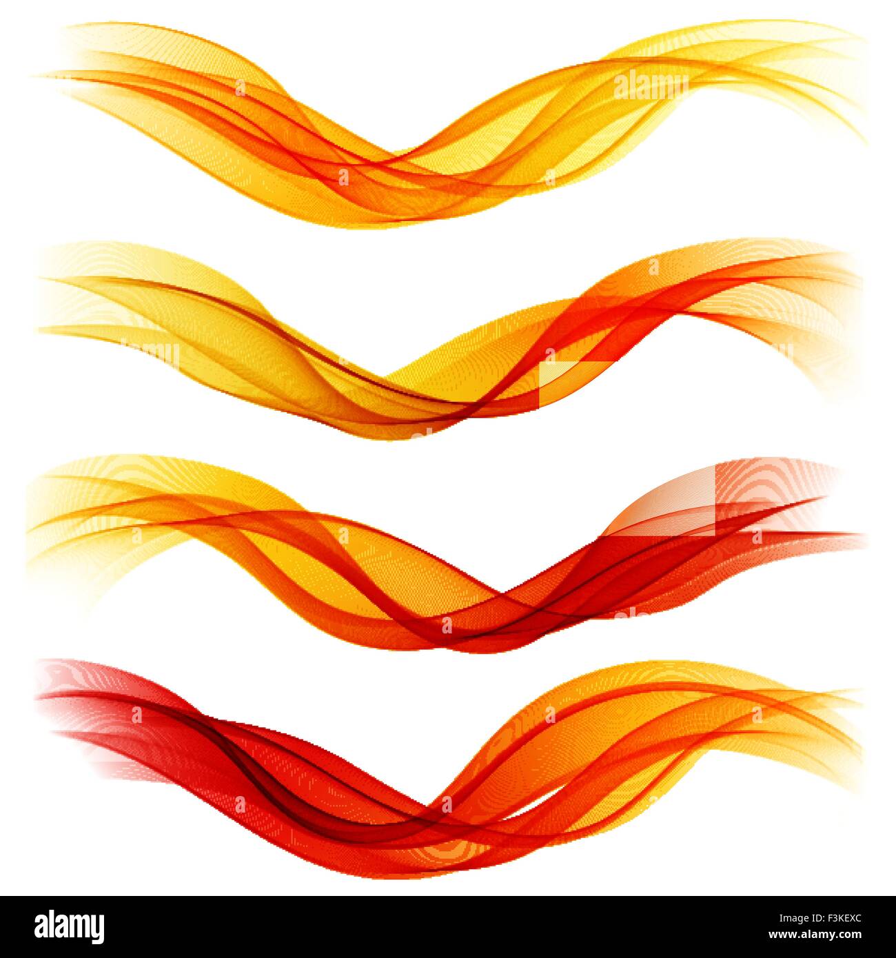 Set of abstract orange waves. Vector illustration Stock Vector Image