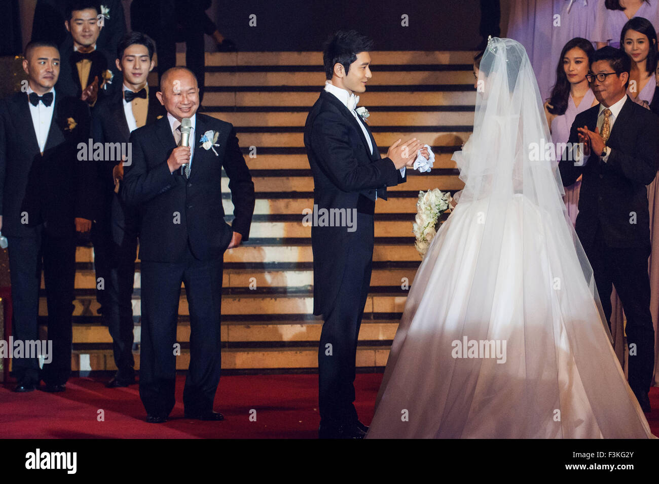 Actor Huang Xiaoming Looks At Actress Angelababy During Their Actor Huang Xiaoming Looks At Actress Angelababy During Their
