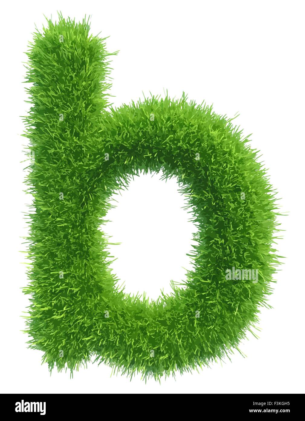 Vector small grass letter b on white background Stock Vector