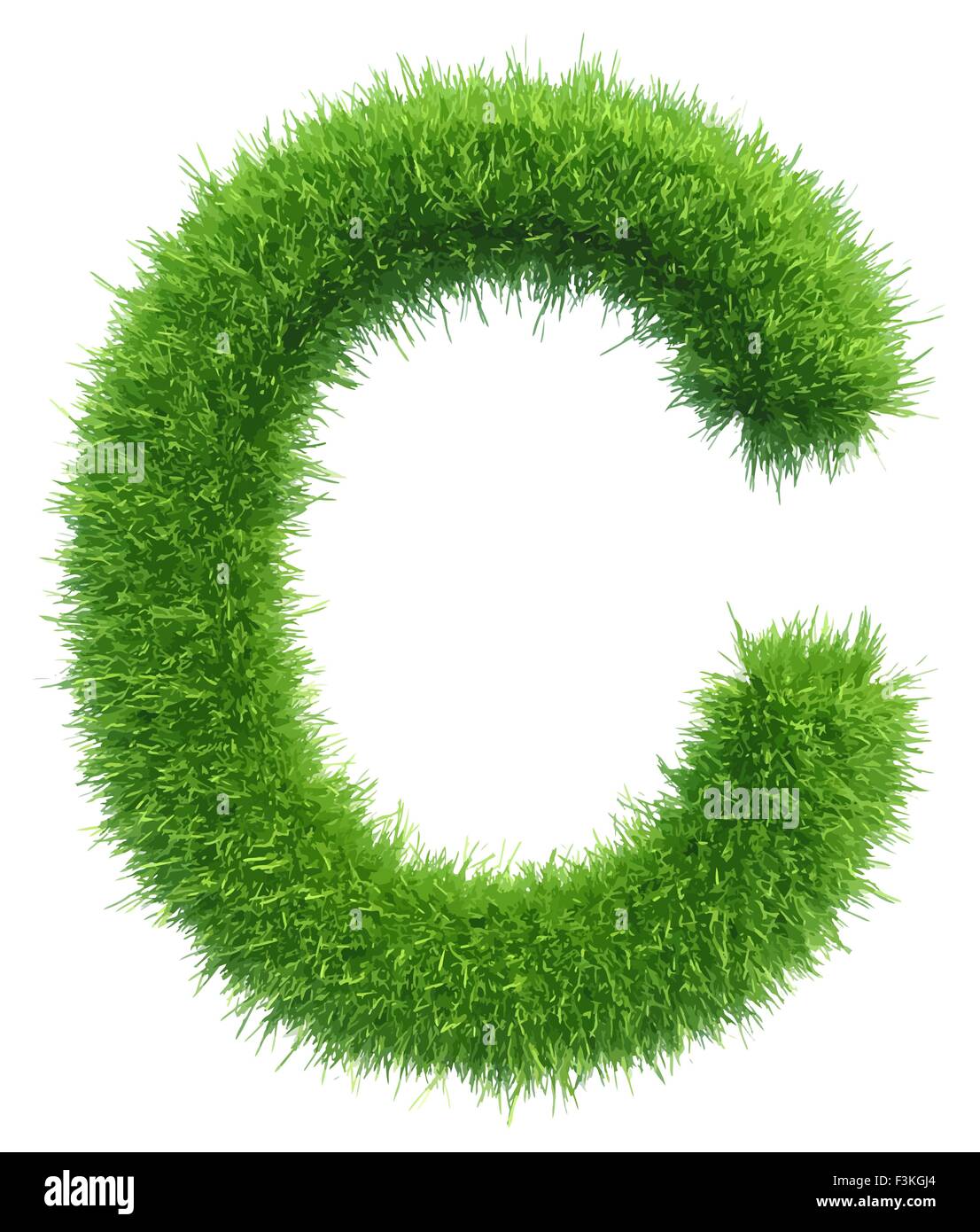 Vector capital letter C from grass on white background Stock Vector
