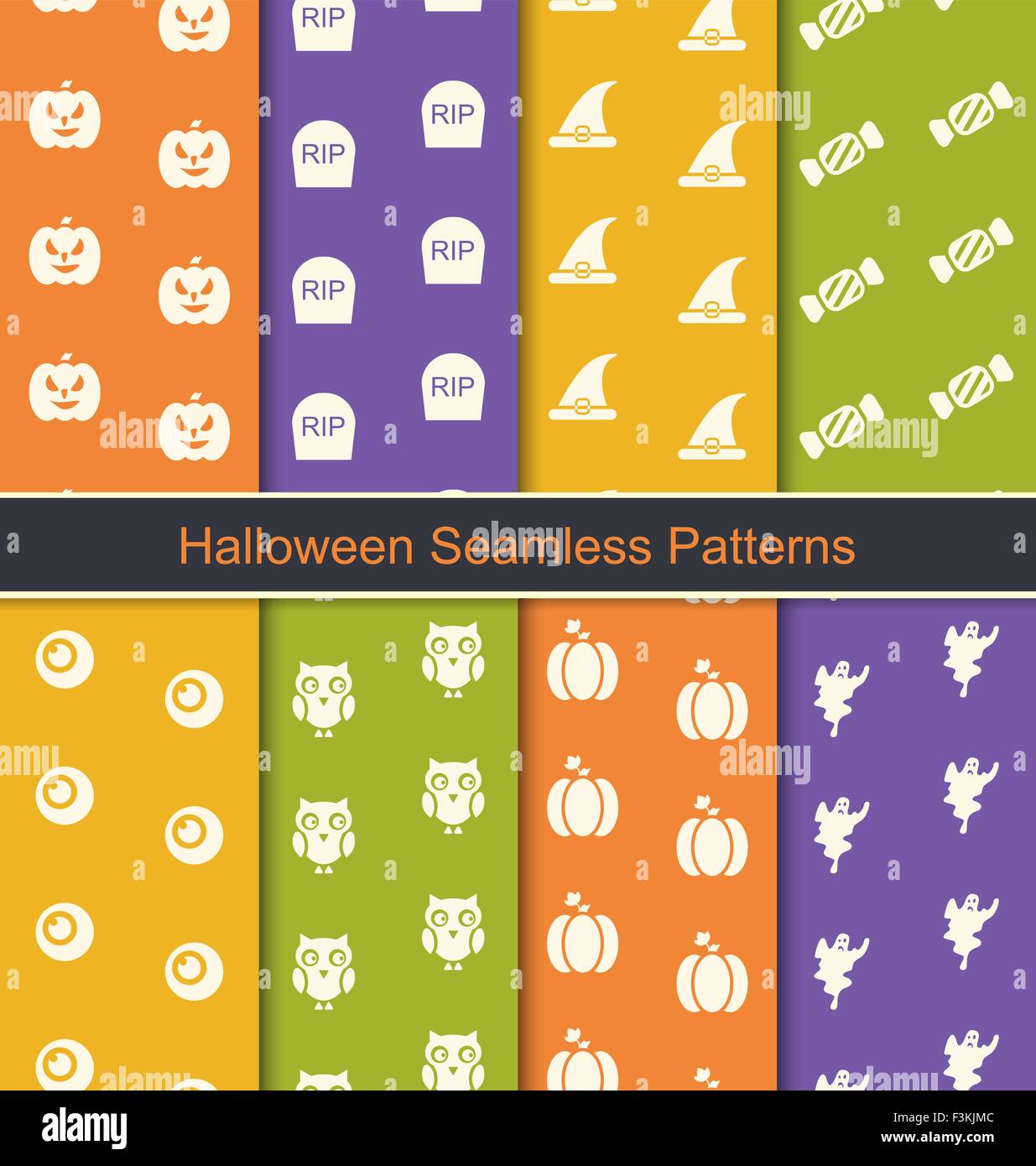 Set Seamless Abstract Patterns with Halloween Symbols Stock Vector ...