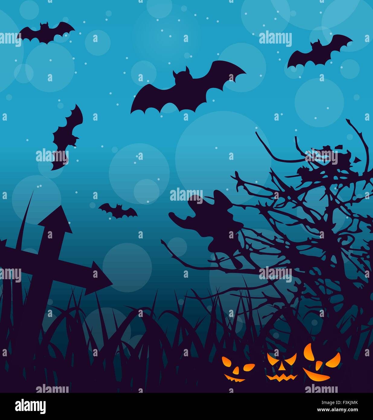 Halloween Outdoor Background with Scary Pumpkins Stock Vector Image ...
