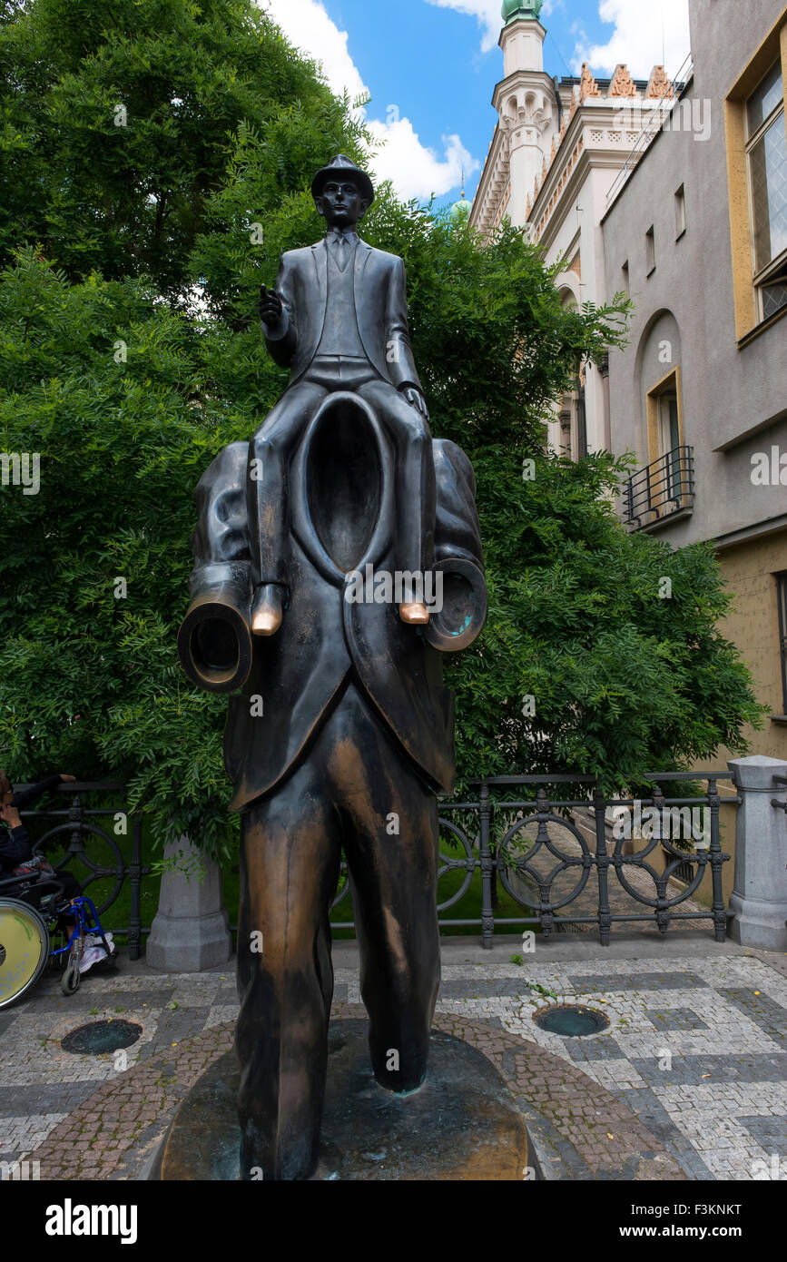 Memorial to Franz Kafka by Jaroslav Rona, Prague, Czech Republic Stock Photo