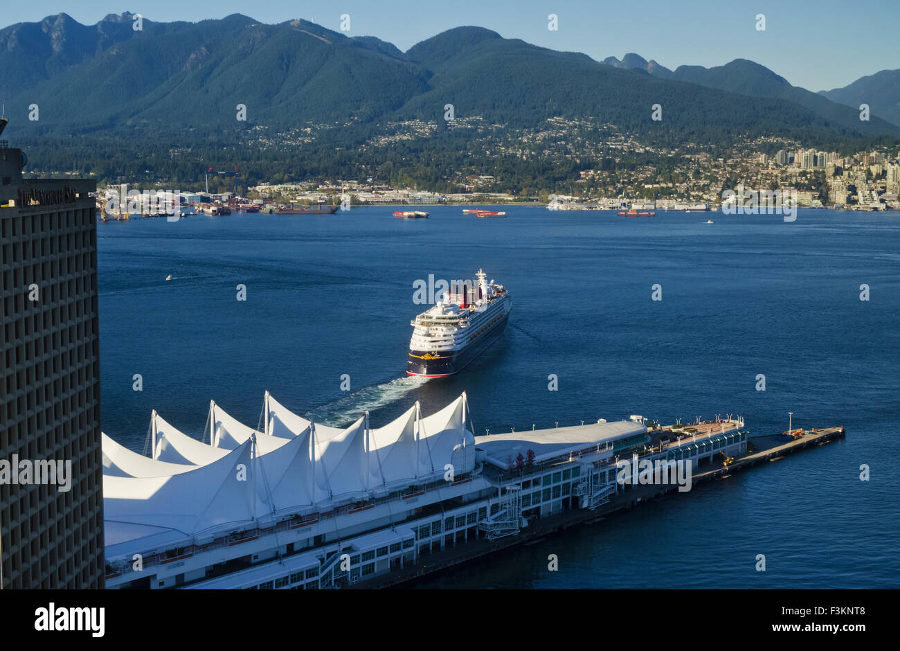 Disney Cruise ship departing from Canada Place in Vancouver harbour