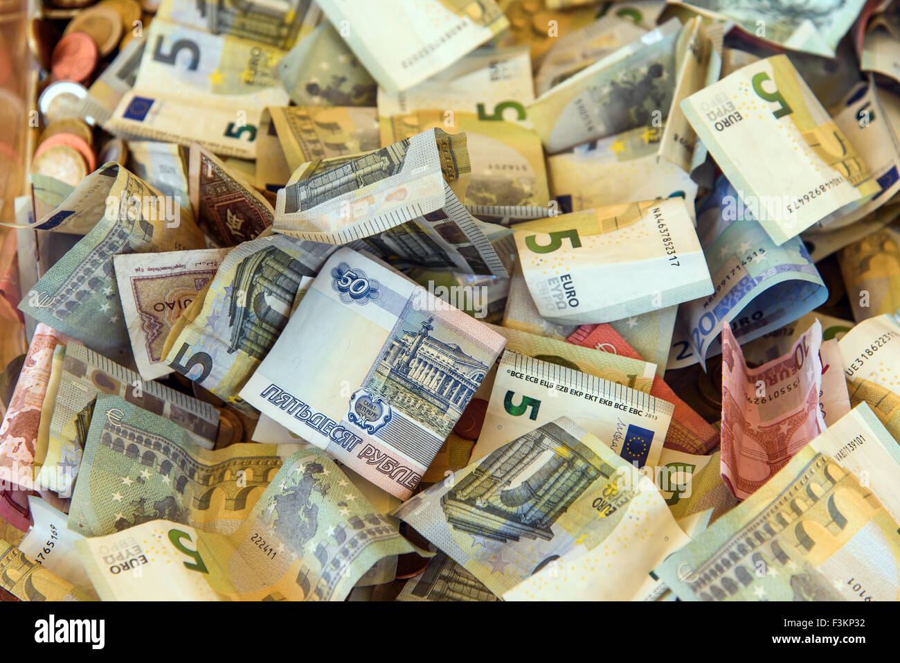 background of various euro banknotes Stock Photo