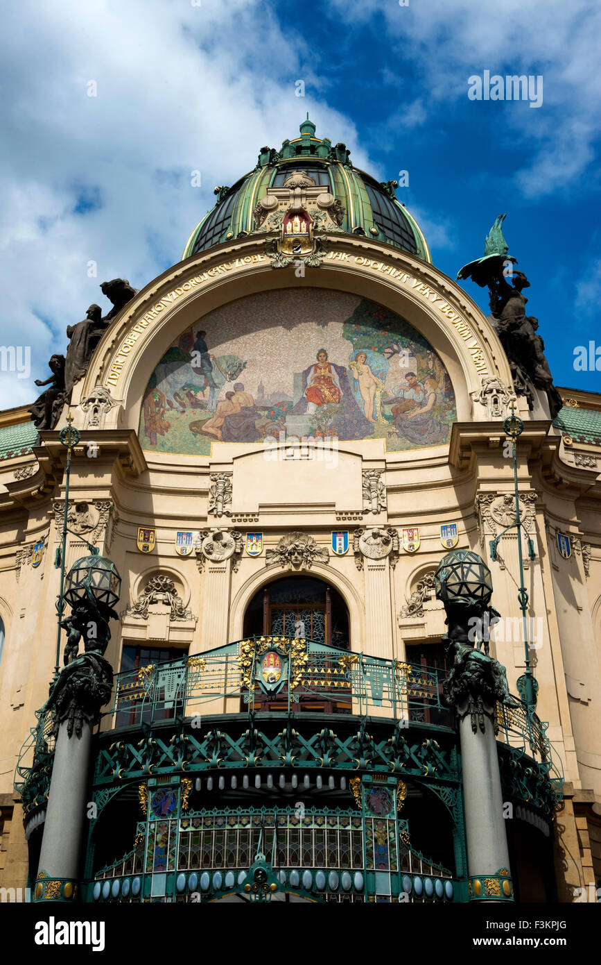 Homage to Prague, Municipal House, Old Town Prague, Czech Republic Stock Photo