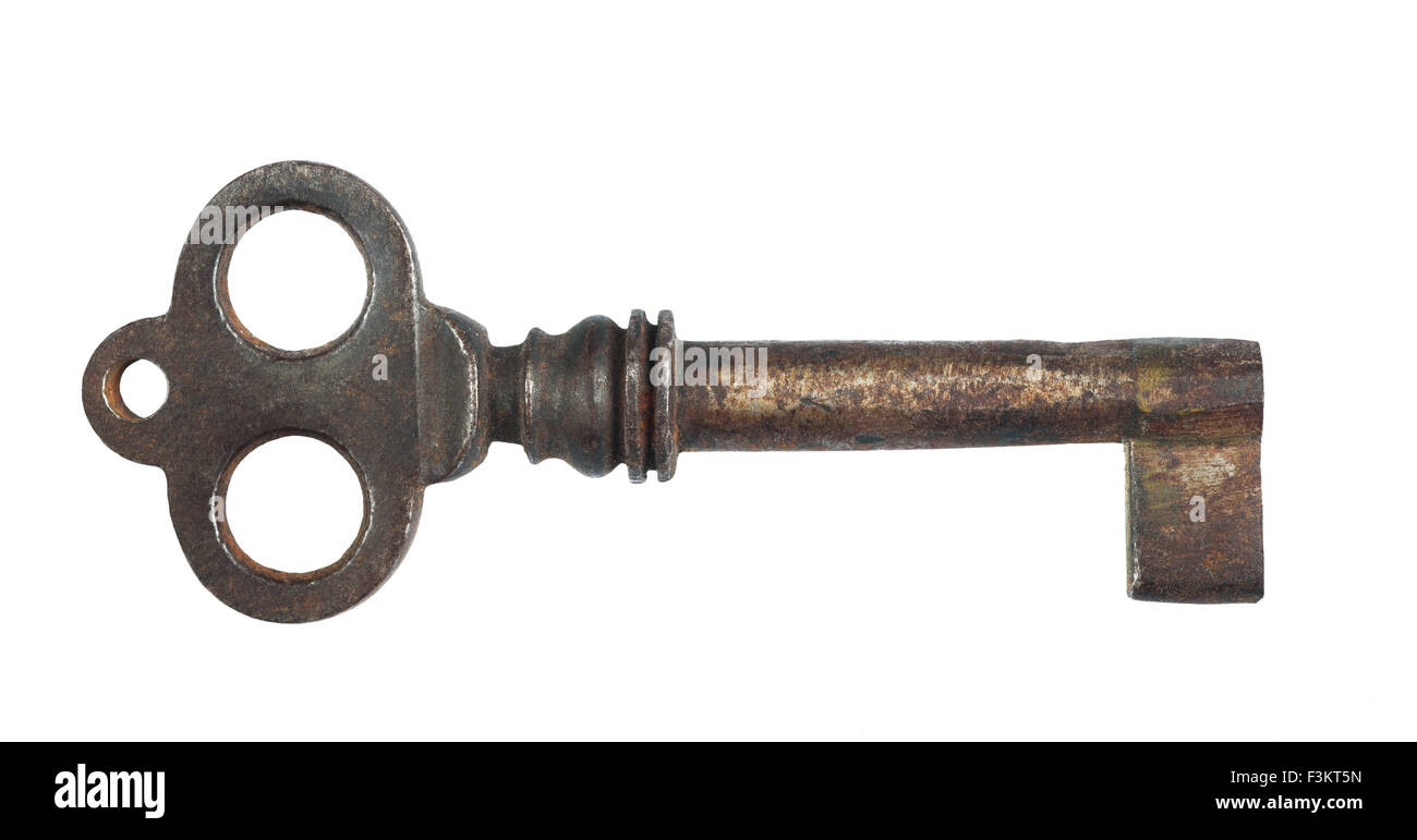 Old key isolated on white background Stock Photo