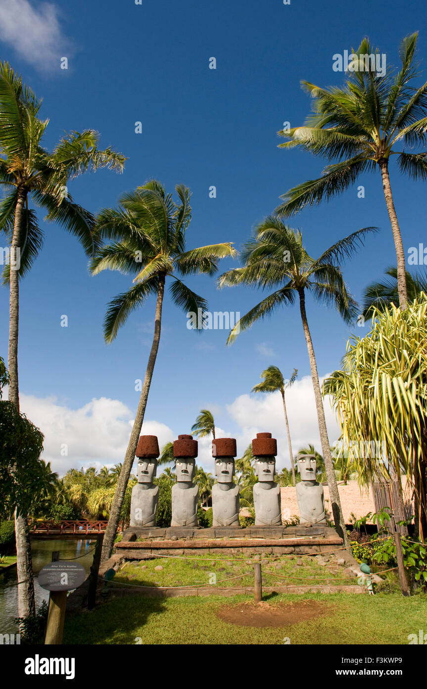 Rapa Nui Moai. Stone statues. Polynesian Cultural Center. O'ahu. Hawaii
