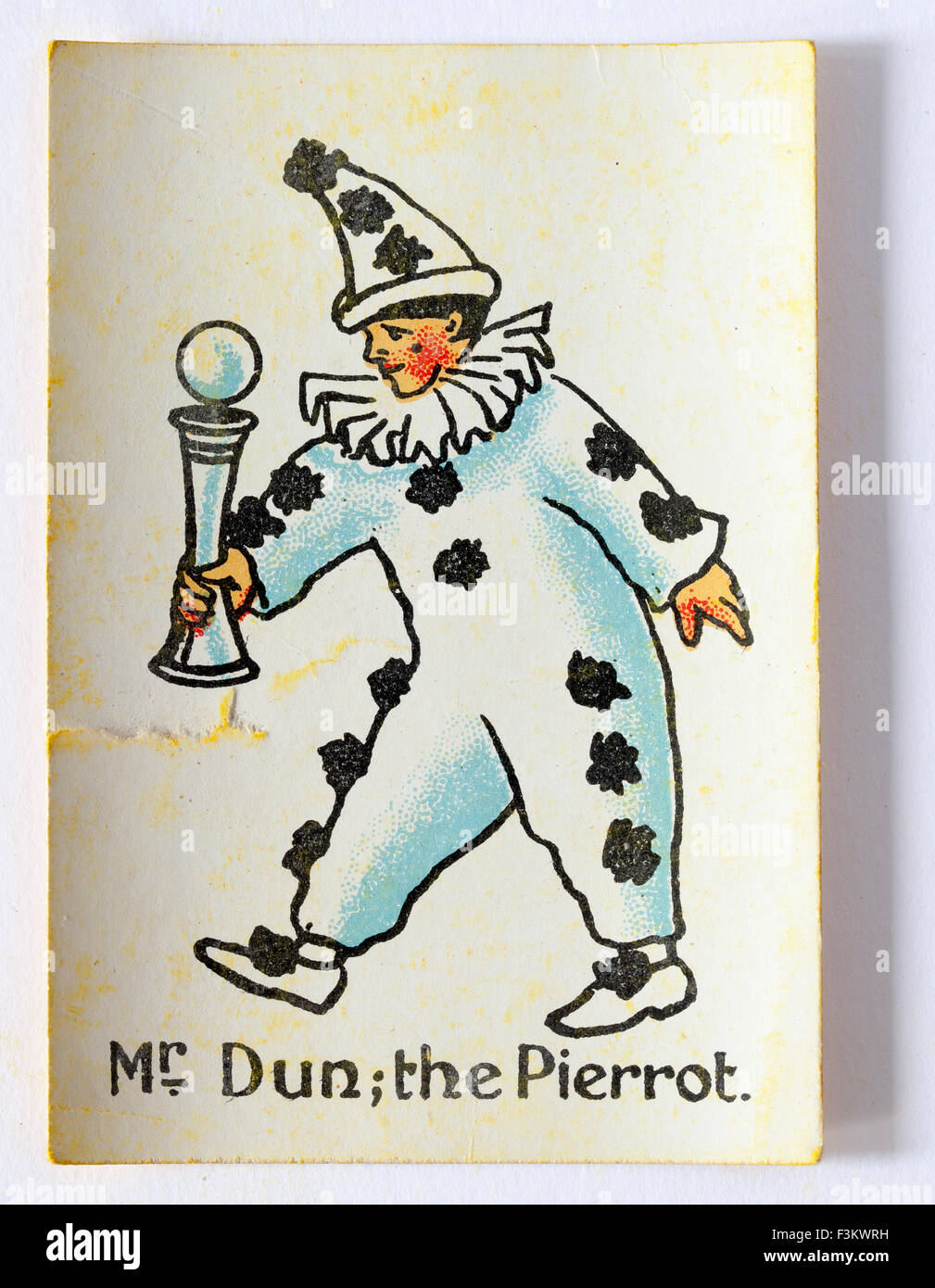 Mr Dun the Pierrot Playing Card from Happy Families Game Stock Photo