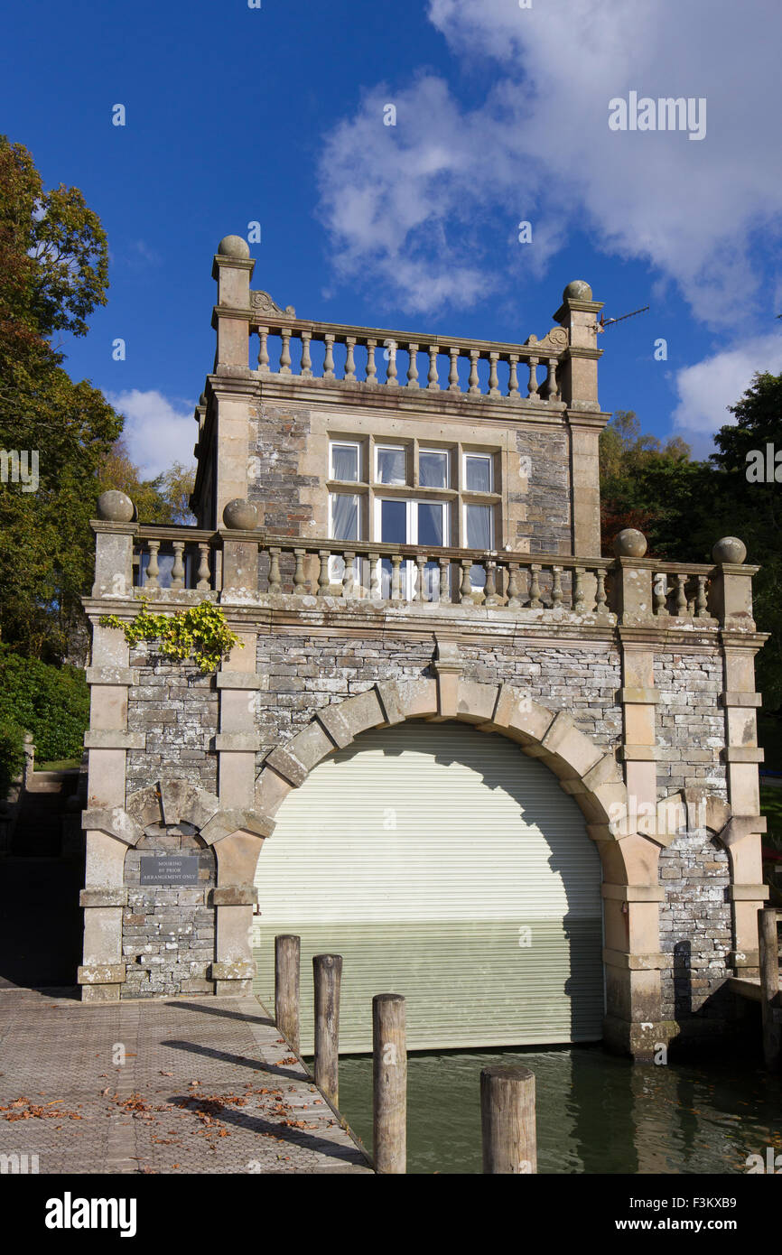 Langdale Chase Hotel on the shores of Lake Windermere boat house Stock