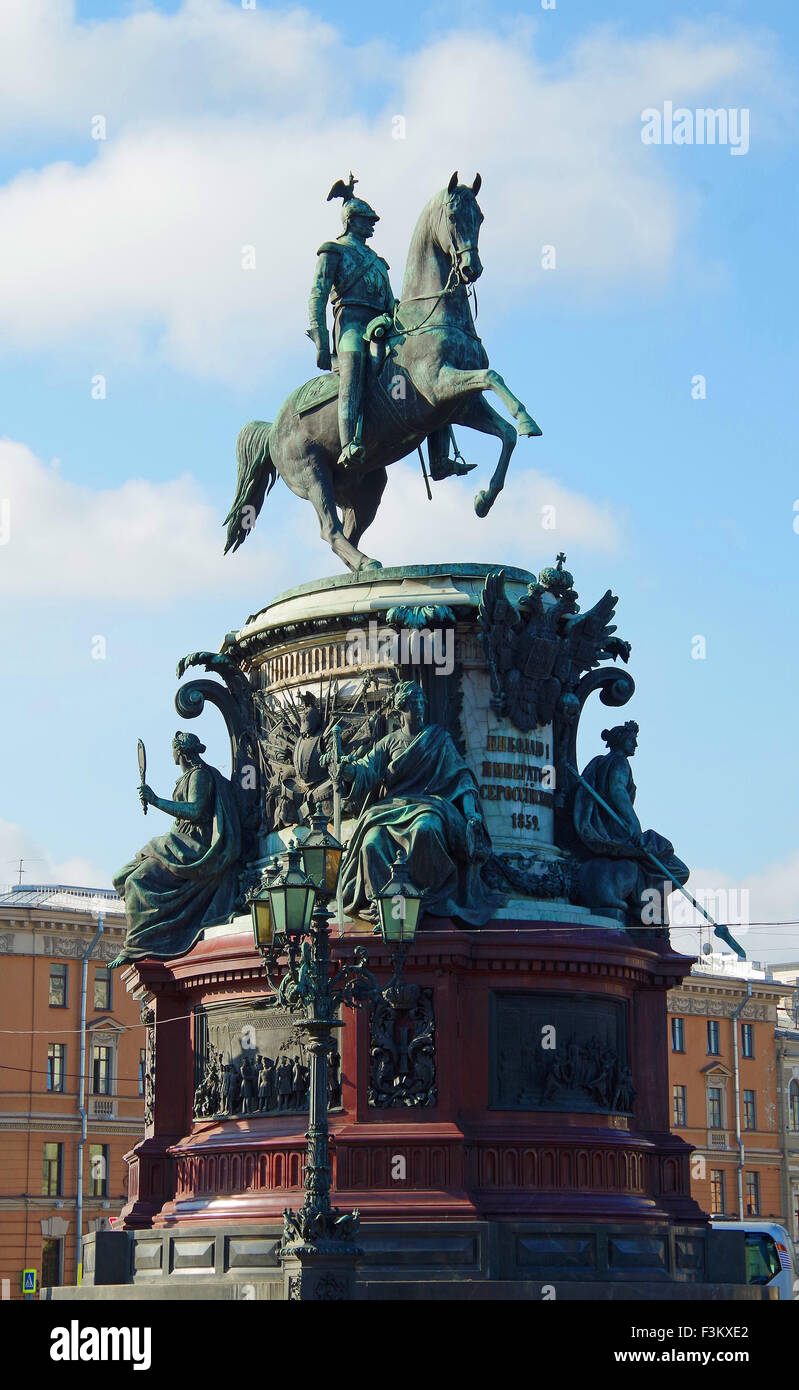 St Petersburg Russia Equestrian Statue, Nicolas I Stock Photo