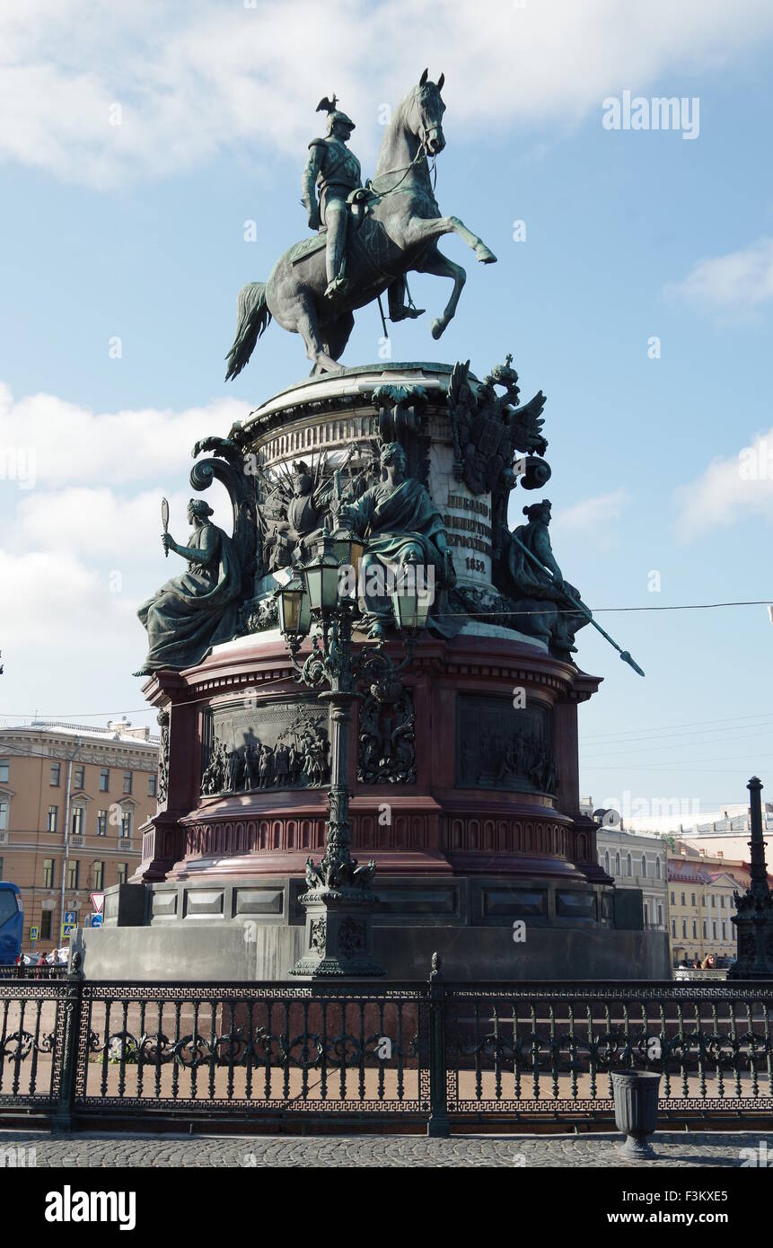 St Petersburg Russia Equestrian Statue, Nicolas I Stock Photo