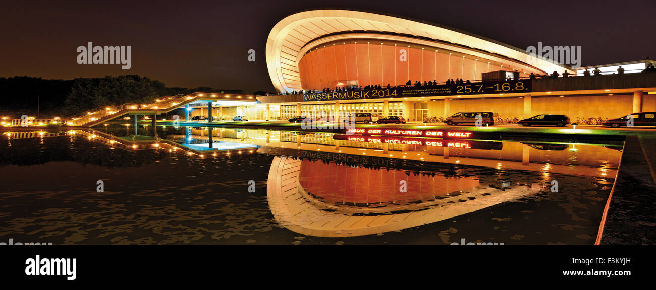 Germany, Berlin: House of the World´s Cultures by night in panoramic view Stock Photo