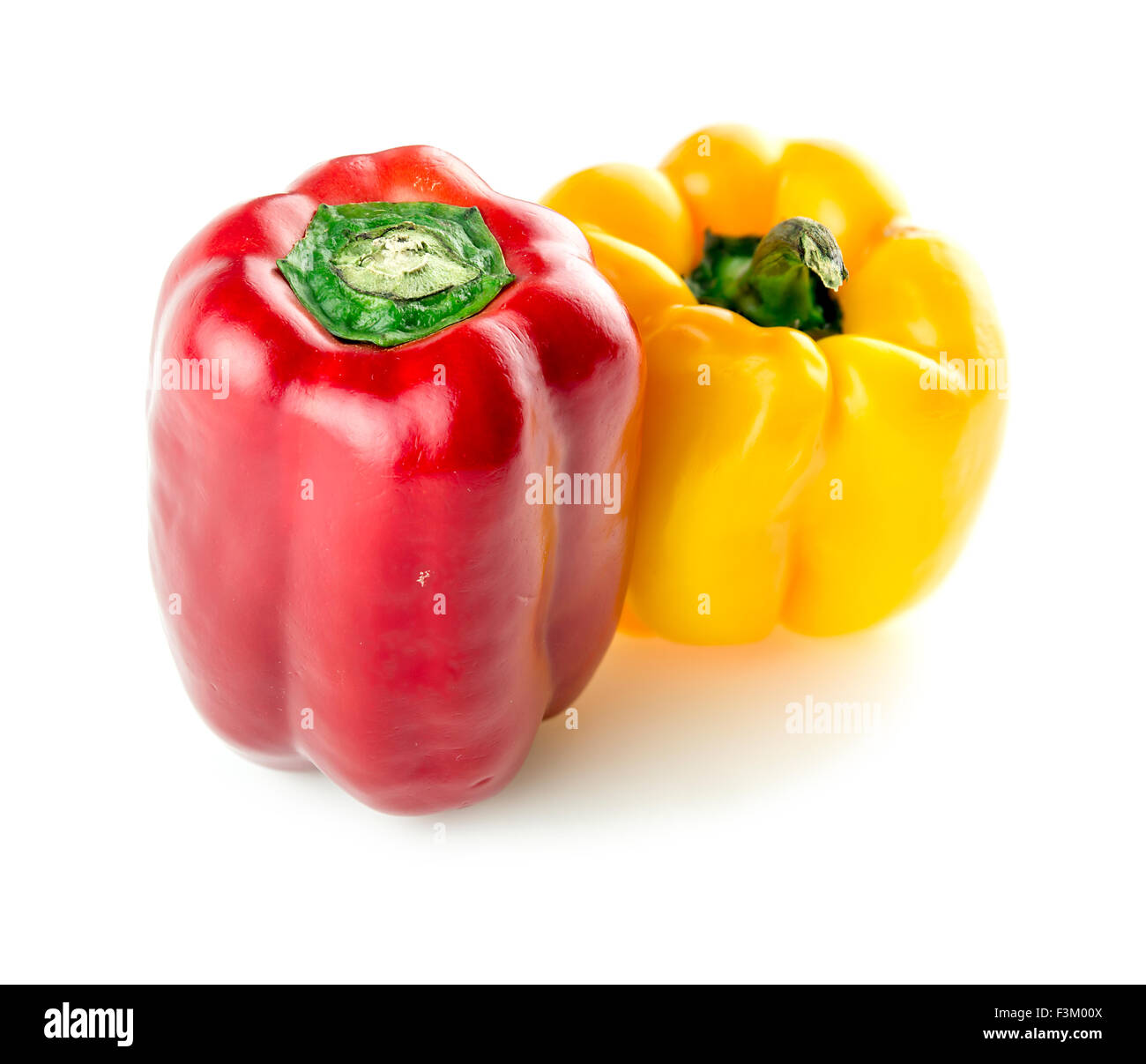 Colorful red and yellow capsicum, studio isolated Stock Photo