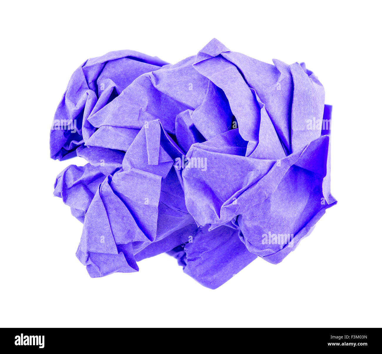 Crumbled ball of purple recycled paper Stock Photo
