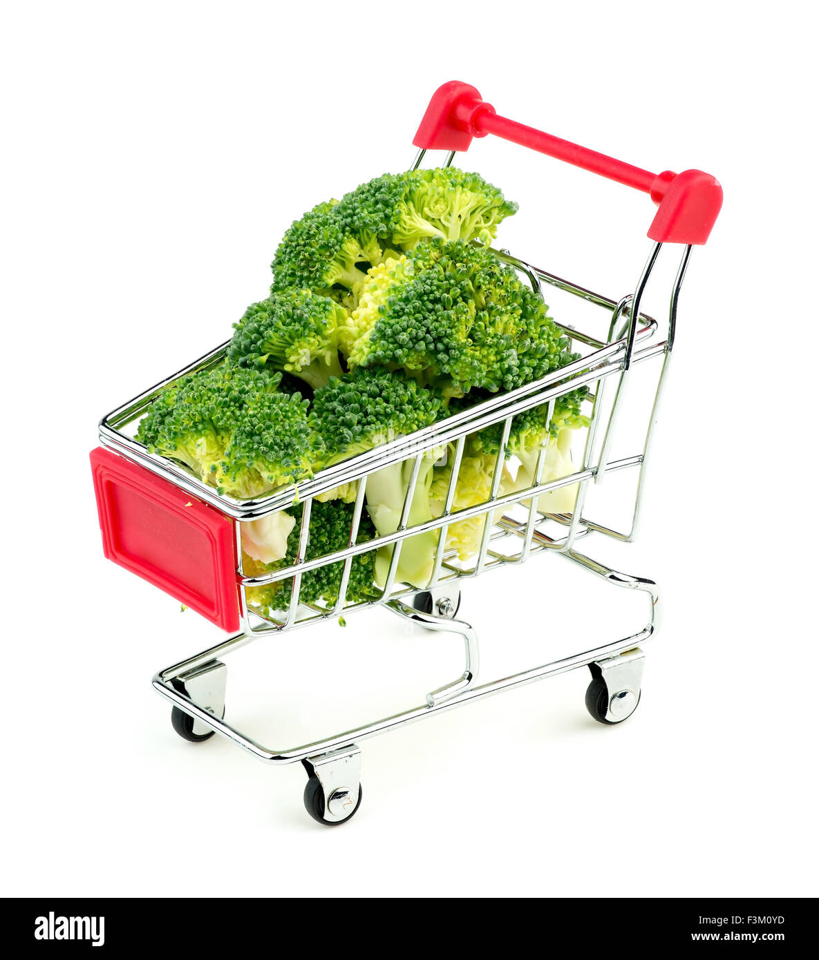 Broccoli florets in shopping cart Stock Photo
