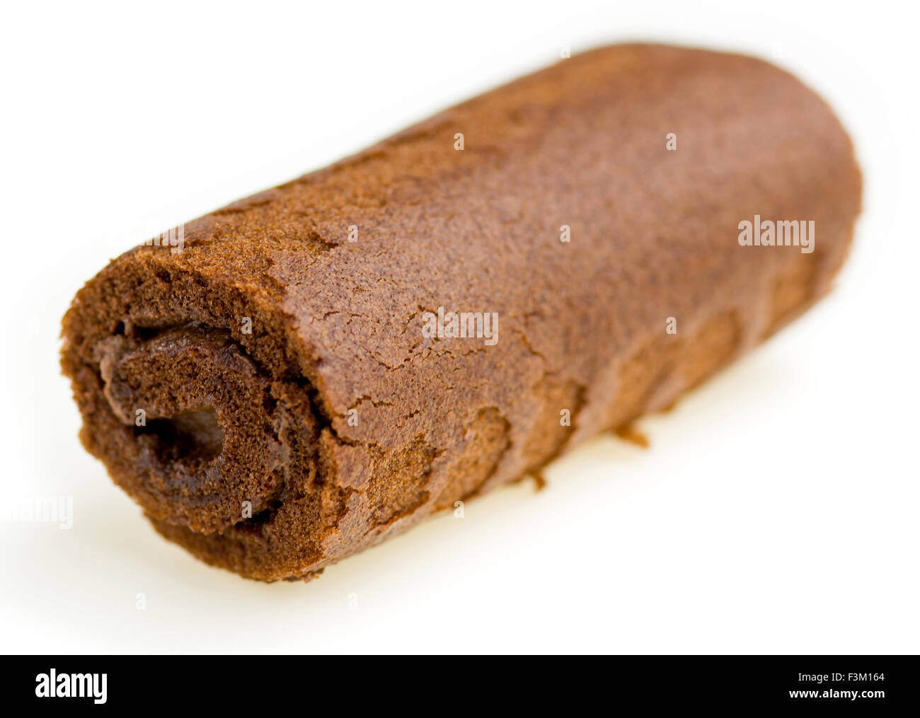 Inelegant and unhealthy chocolate roll against white Stock Photo