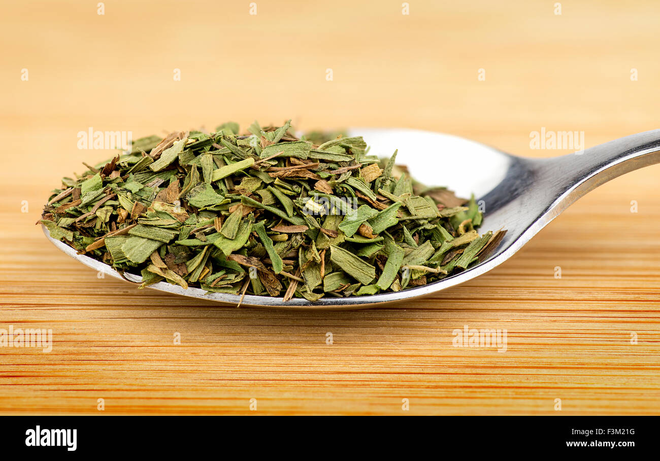 Spoonful of aromatic tarragon herb Stock Photo