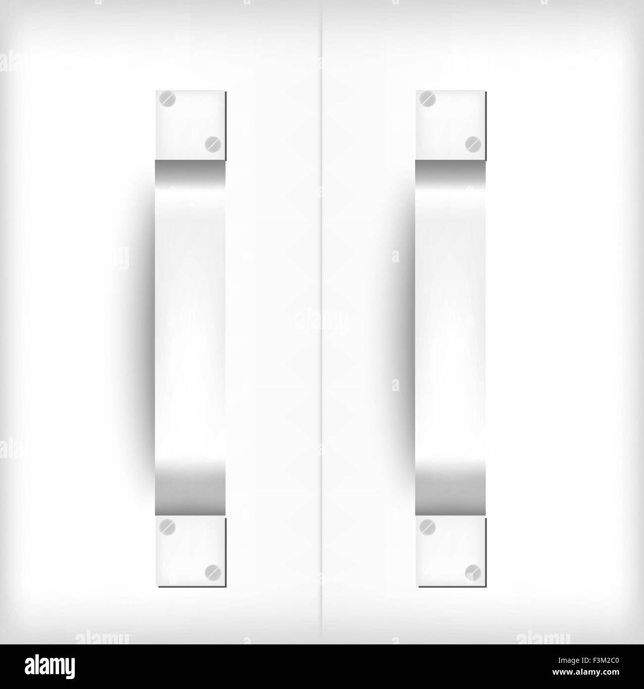 White door handles for furniture with white background Stock Vector