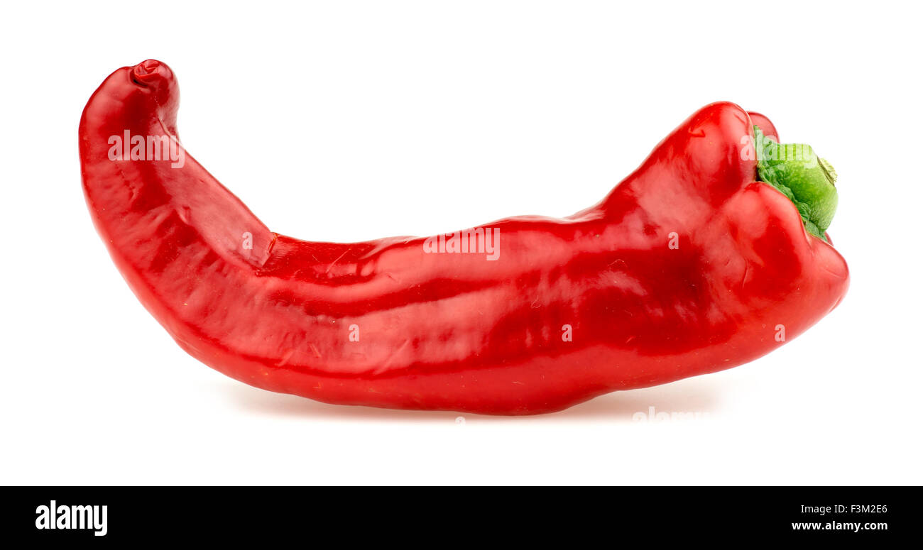 Closeup macro of large red chili pepper Stock Photo